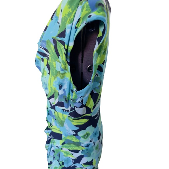 Lauren Ralph Lauren Floral Print Cowl Neck Sheath Dress Women Size 10 Blue Green - Picture 6 of 8